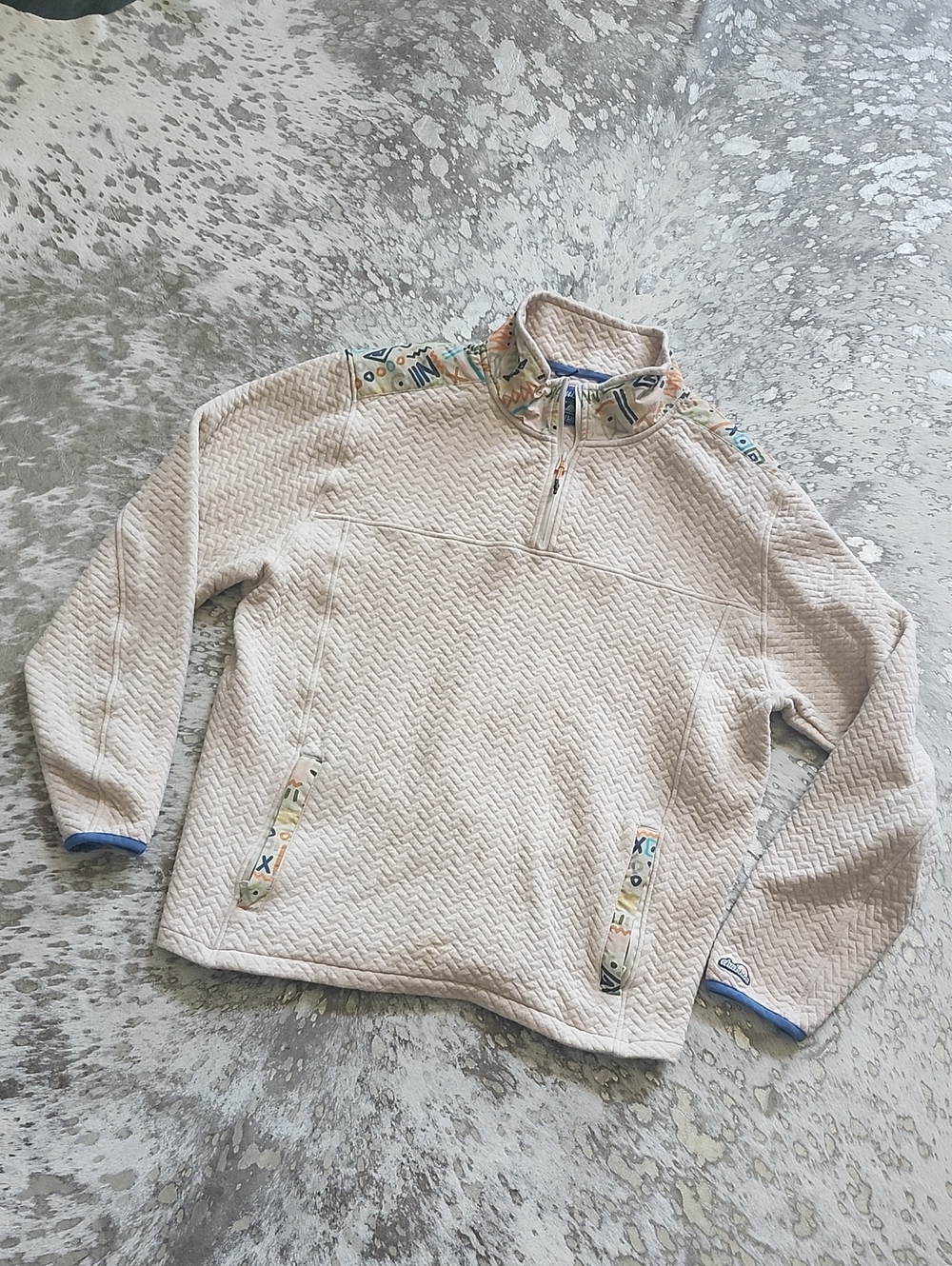 Chubbies The Sandstorm Quilted Quarter Zip Pullover Fleece SzXL Beige